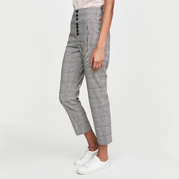NWT Joie high waisted plaid houndstooth trouser pants, 6 - Picture 10 of 14